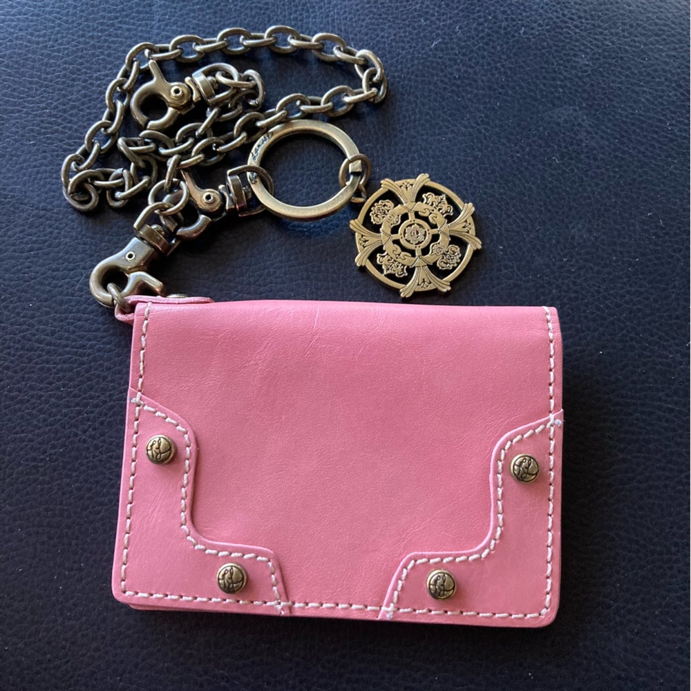 Kate Landry wallet bifold with chain pink ID Card Holder